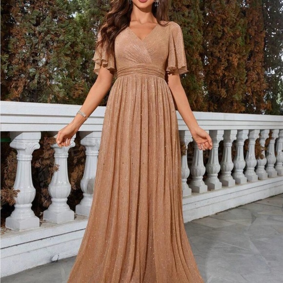 Butterfly sleeve sequin formal dress - Picture 2 of 5